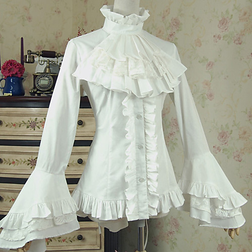 фото Прицесса викторианский стиль блузы / сорочки девочки мужской хлопок японский косплей костюмы белый однотонный винтаж вспышка рукава длинный рукав lightinthebox