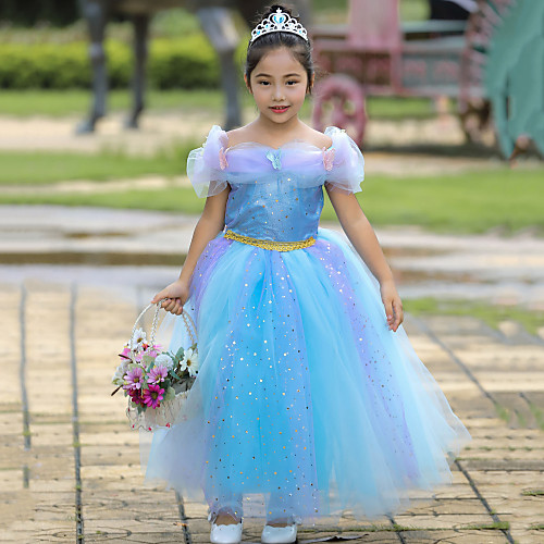 

Cinderella Cosplay Costume Flower Girl Dress Kid's Girls' A-Line Slip Halloween Christmas Halloween Carnival Festival / Holiday Tulle Cotton Blue / Pink Carnival Costumes Princess