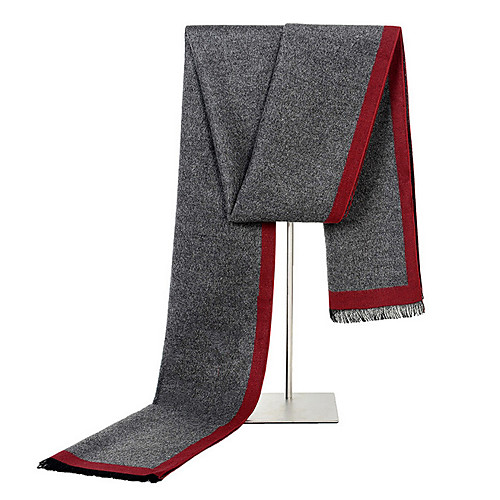 

Men's Basic Rectangle Scarf - Color Block Tassel / Winter