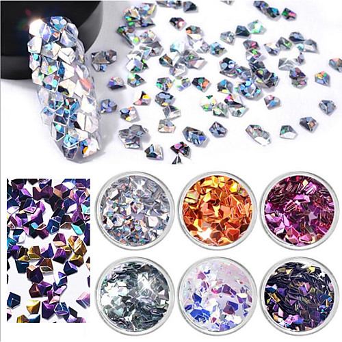 

6 pcs Multi Function / Best Quality Eco-friendly Material Sequins For Creative nail art Manicure Pedicure Daily Trendy / Fashion