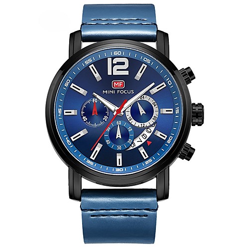 

Men's Mechanical Watch Quartz Genuine Leather Black / Blue / Brown Water Resistant / Waterproof Calendar / date / day Noctilucent Analog Casual Fashion - Black / Brown Brown Blue / Large Dial