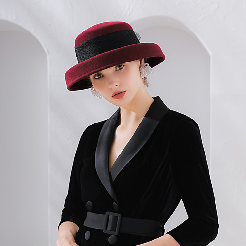 

Elizabeth The Marvelous Mrs. Maisel Women's Adults' Ladies Retro Vintage Felt Hats Hat Black Red Coffee Bowknot Wool Headwear Lolita Accessories
