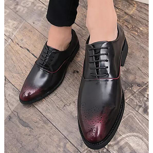 

Муж. Комфортная обувь Микроволокно Весна & осень Туфли на шнуровке Черный / Красный