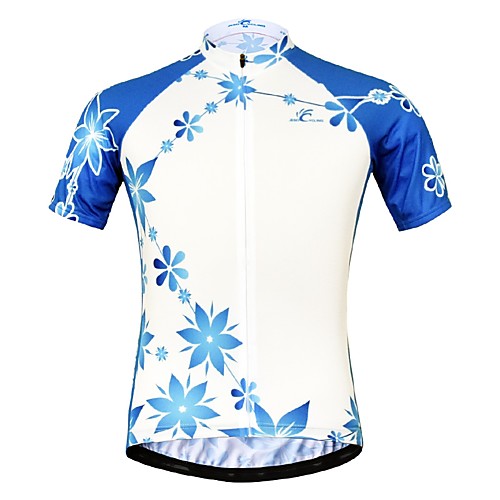 

JESOCYCLING Women's Short Sleeve Cycling Jersey Blue / White Floral Botanical Bike Jersey Top Mountain Bike MTB Road Bike Cycling Breathable Moisture Wicking Quick Dry Sports 100% Polyester Clothing