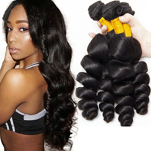 

6 Bundles Peruvian Hair Wavy Loose Wave Human Hair Unprocessed Human Hair Natural Color Hair Weaves / Hair Bulk Hair Care Hair Accessory 8-28 inch Black Natural Color Human Hair Weaves Extender Silky