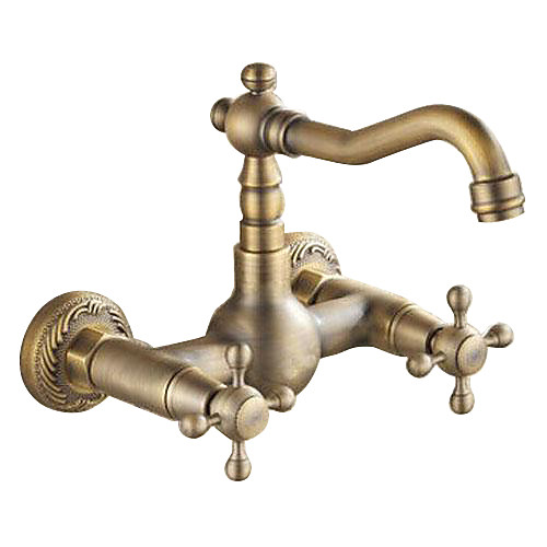

Kitchen faucet - Two Holes Antique Brass Bar / ­Prep Wall Mounted Traditional / Two Handles Two Holes
