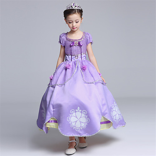

Sofia Dress Cosplay Costume Flower Girl Dress Kids Girls' A-Line Slip Cartoon Cute Christmas Halloween Children's Day Festival / Holiday Light Purple Carnival Costumes Sequin