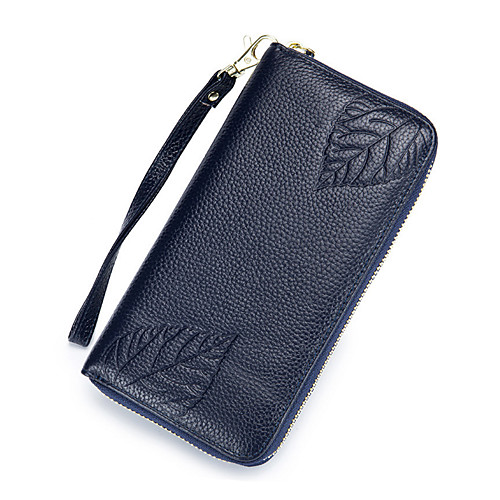 

Women's Zipper / Embossed Cowhide Wallet Solid Color Dark Blue / Purple / Sky Blue / Fall & Winter