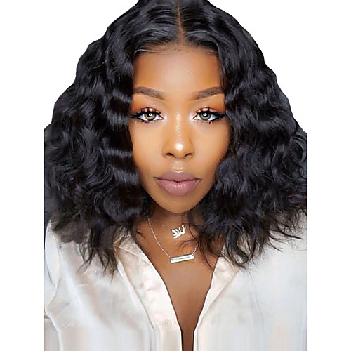 

Synthetic Wig Synthetic Lace Front Wig Wavy Water Wave Middle Part Lace Front Wig Short Black#1B Dark Brown Synthetic Hair 14 inch Women's Soft Heat Resistant Natural Hairline Black Modernfairy Hair