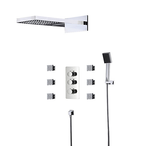 

Смеситель для душа - Современный Хром На стену Медный клапан Bath Shower Mixer Taps / Латунь