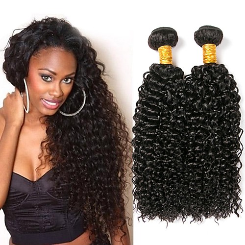 

4 Bundles Indian Hair Kinky Curly Human Hair Unprocessed Human Hair Headpiece Natural Color Hair Weaves / Hair Bulk Hair Care 8-28 inch Natural Color Human Hair Weaves Waterfall Adorable New Arrival