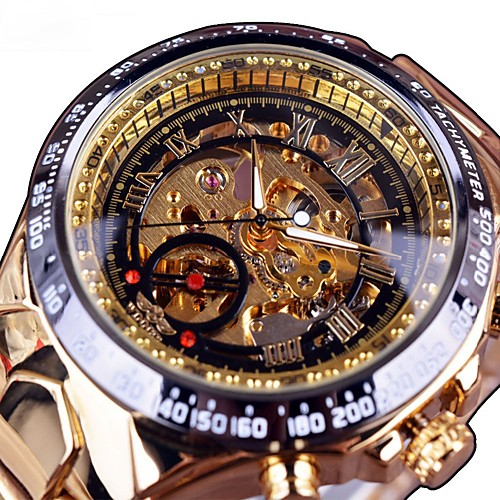 

Men's Skeleton Watch Mechanical Watch Quartz Stainless Steel Black / Gold Hollow Engraving Large Dial Analog Casual Fashion - Gold / Black Black / Silver Black / Rose Gold