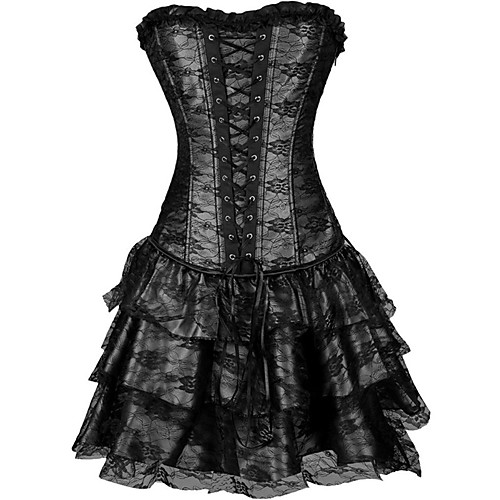 фото Косплей steampunk ретро викторианский стиль 18-ый век платья классические корсеты жен. кружева костюм черный / лиловый / зеленый винтаж косплей без рукавов короткий Lightinthebox