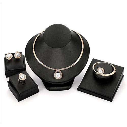 

Women's White Freshwater Pearl Bridal Jewelry Sets Classic Ladies Fashion Earrings Jewelry Gold For Wedding Party 1 set