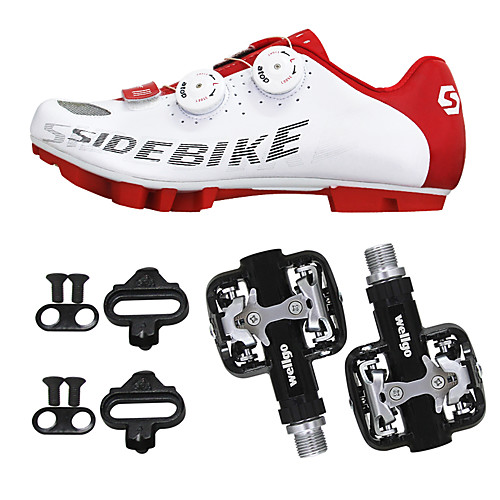 фото Sidebike взрослые велообувь с педалями и шипами обувь для горного велосипеда углеволокно амортизация велоспорт red and white муж. обувь для велоспорта Lightinthebox