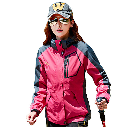 

Women's Hiking Jacket Winter Outdoor Windproof Breathable Rain Waterproof Top Full Length Visible Zipper Camping / Hiking Climbing Cycling / Bike Fuchsia / Army Green / Red / Blue Hiking Jackets