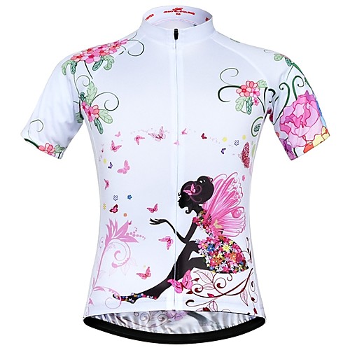 

JESOCYCLING Women's Short Sleeve Cycling Jersey White Floral Botanical Bike Jersey Top Mountain Bike MTB Road Bike Cycling Breathable Moisture Wicking Quick Dry Sports 100% Polyester Clothing Apparel