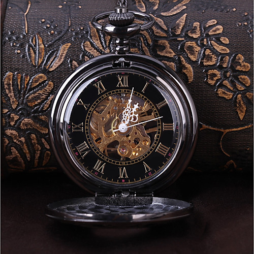 

Муж. Часы со скелетом Карманные часы Японский Механические, с ручным заводом Римская цифра Черный Повседневные часы Cool Аналоговый Винтаж На каждый день Steampunk - Черный