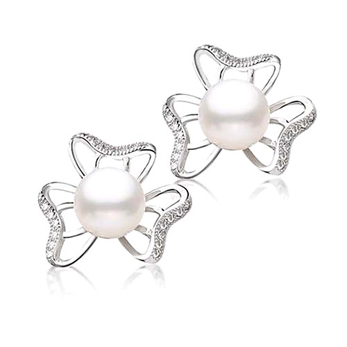 

Freshwater Pearl Earrings Pearl S925 Sterling Silver For Women's Irregular shape Elegant Korean Fashion Daily Date High Quality Butterly Style Butterfly 1 Pair