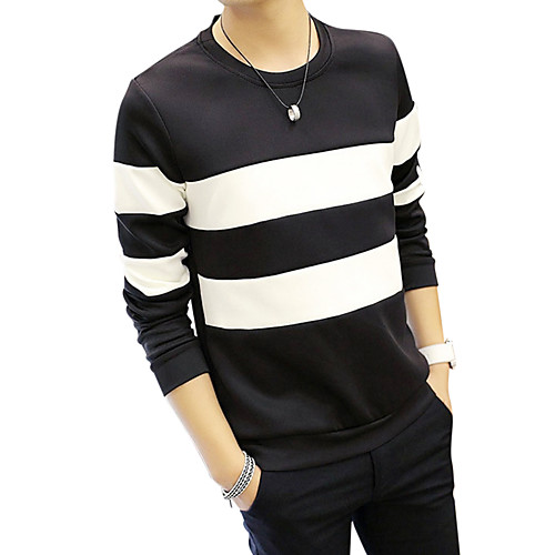 

Men's Long Sleeve Sweatshirt - Color Block Black & White Round Neck White L