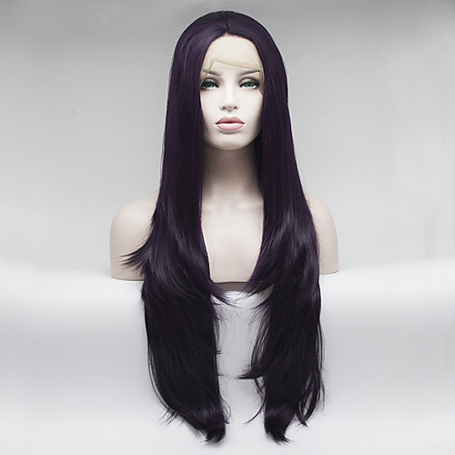

Synthetic Lace Front Wig Curly Free Part Lace Front Wig Long Dark Purple Synthetic Hair 18-26 inch Women's Adjustable Lace Heat Resistant Purple