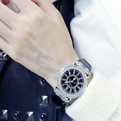 

Women's Luxury Watches Dress Watch Diamond Watch Quartz Silicone Black / White Luminous Large Dial Analog Ladies Sparkle Fashion - White Black