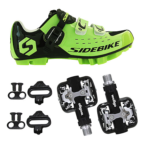 фото Sidebike взрослые велообувь с педалями и шипами обувь для горного велосипеда нейлон амортизация велоспорт зеленый / черный муж. обувь для велоспорта / липучка Lightinthebox