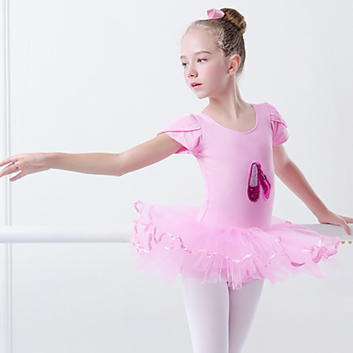 

Ballet Dresses Girls' Training / Performance Elastane / Lycra Sashes / Ribbons / Appliques Short Sleeve Dress