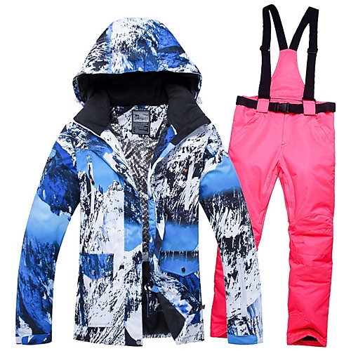 фото Жен. лыжная куртка и брюки с защитой от ветра теплый воздухопроницаемость зимние виды спорта хлопок полиэфир джинса наборы одежды одежда для катания на лыжах / зима Lightinthebox