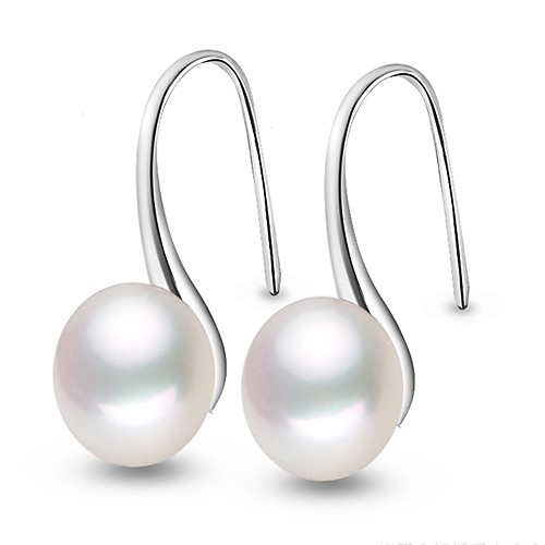 

Freshwater Pearl Earrings Pearl S925 Sterling Silver For Women's Round Simple Style Sweet Fashion Daily Date High Quality Classic Joy 1 Pair