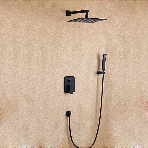 

Shower Faucet - Modern Style / Modern Contemporary Painted Finishes Wall Mounted Ceramic Valve Bath Shower Mixer Taps / Brass / Single Handle Four Holes