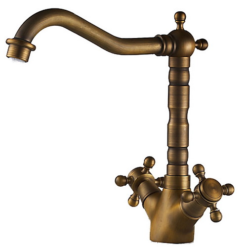 

Kitchen faucet - One Hole Antique Brass Bar / ­Prep Deck Mounted Traditional Kitchen Taps / Two Handles One Hole