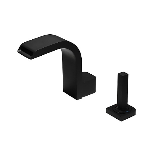 

Ванная раковина кран - Водопад / Широко распространенный черный Разбросанная Одной ручкой Два отверстияBath Taps
