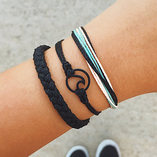 

3шт Муж. Плетение Wrap Браслеты Loom браслет Простой модный Мода Браслеты Бижутерия Черный Назначение Повседневные Для улицы