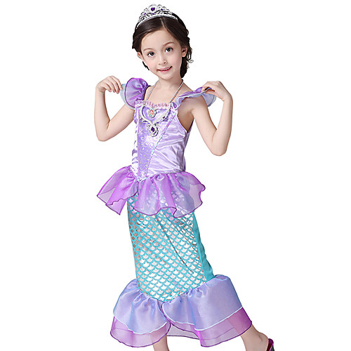 

The Little Mermaid Cosplay Costume Halloween Props Flower Girl Dress Kids Elementary Girls' Mermaid and Trumpet Gown Slip Halloween Halloween Festival / Holiday Polyster Purple Carnival Costumes