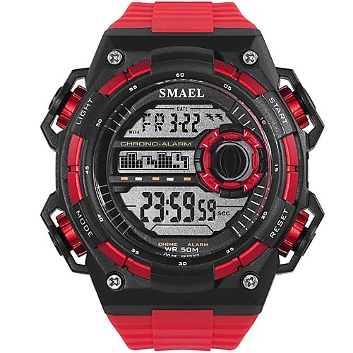 

Men's Sport Watch Digital Watch Digital Oversized Quilted PU Leather Black / White / Red Water Resistant / Waterproof Noctilucent Large Dial Digital Casual Fashion - Green Blue Khaki
