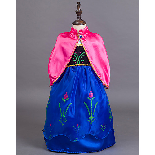 

Princess Fairytale Anna Dress Cloak Flower Girl Dress Kid's Girls' A-Line Slip Dresses Cover Up Birthday Christmas Halloween Masquerade Festival / Holiday Silk / Cotton Blend Blue Carnival Costumes