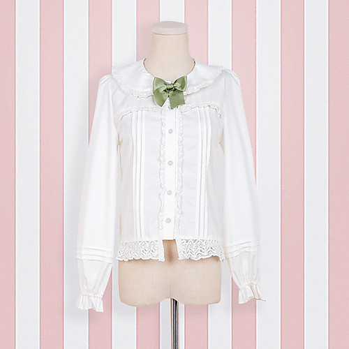 фото Винтаж готика lolita симпатичные стиль блузы / сорочки женский кружево японский косплей костюмы белый бант кружева широкий, стянутый у запястья длинный рукав Lightinthebox