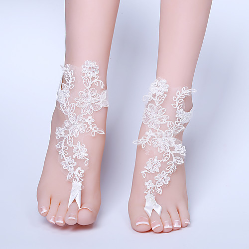 

Lace Lace / Ankle Strap Wedding Garter With Lace / Pearls Toe Ring / Anklet Wedding / Party