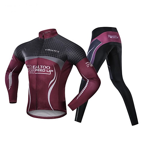 

Realtoo Men's Long Sleeve Cycling Jersey with Tights Winter Fleece Spandex Black / Red Bike Clothing Suit Waterproof Breathable Sports Classic Mountain Bike MTB Road Bike Cycling Clothing Apparel