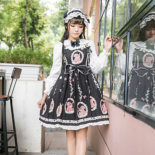 фото Винтаж готика lolita симпатичные стиль блузы / сорочки женский кружево японский косплей костюмы белый бант кружева широкий, стянутый у запястья длинный рукав Lightinthebox