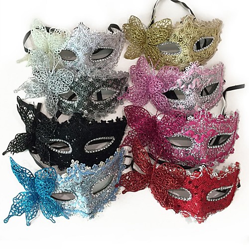 фото Принцесса маски / венецианская маска / половинная маска взрослые прицесса жен. розовый / цвет фуксии / серебрянный пластик / кружево для вечеринок косплэй аксессуары хэллоуин / карнавал / маскарад Lightinthebox
