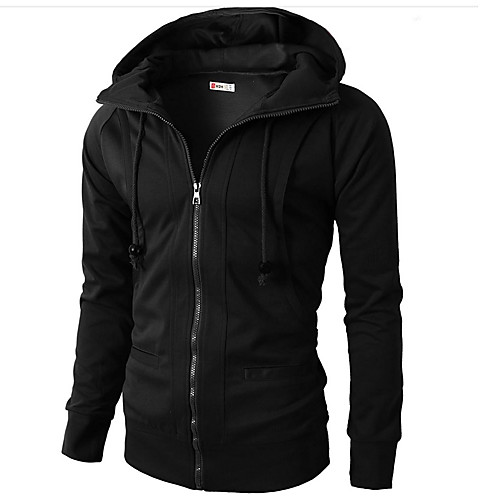 

Stay Cation Men's Basic Long Sleeve Hoodie - Solid Colored Hooded Black M