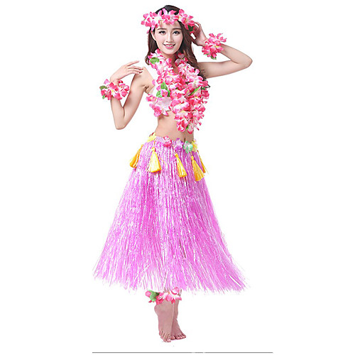 фото Гавайский хула танцор взрослые жен. винтажная коллекция гавайские костюмы трава юбка назначение пвх лайкра цветочный принт рождество хэллоуин карнавал юбки кофты головные уборы / neckwear Lightinthebox