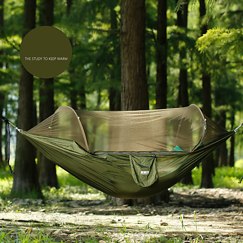 

TANXIANZHE Camping Hammock with Pop Up Mosquito Net Outdoor Lightweight Quick Dry Breathability Nylon Net Fabric for 1 person Fishing Camping Dark Green Army Green Camouflage / Anti-Rollover