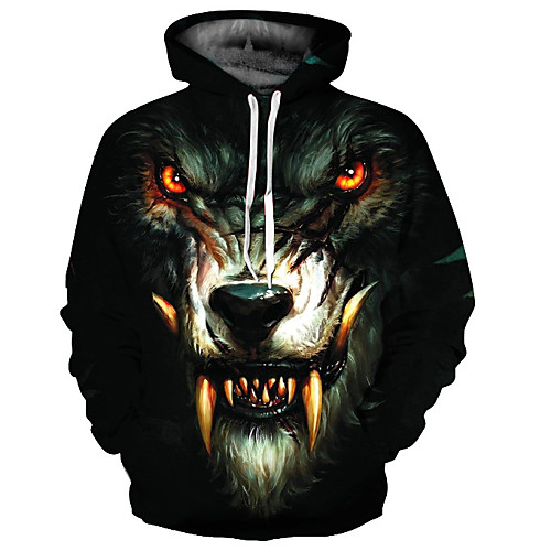 

Men's Street chic Long Sleeve Hoodie - Cartoon Fantastic Beasts Hooded Black S
