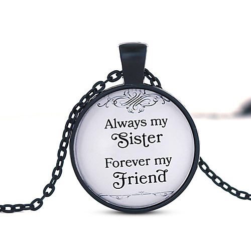 

Women's Pendant Necklace Classic Engraved Letter Best Friends Friendship Simple Fashion Sister Glass Chrome Gold Black Silver 455 cm Necklace Jewelry 1pc For Daily Going out