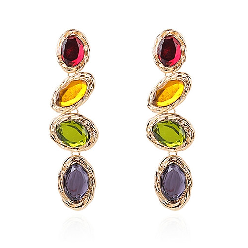 

Women's Multicolor Drop Earrings Long Dangling Colorful Earrings Jewelry Gold For Stage Holiday 1 Pair