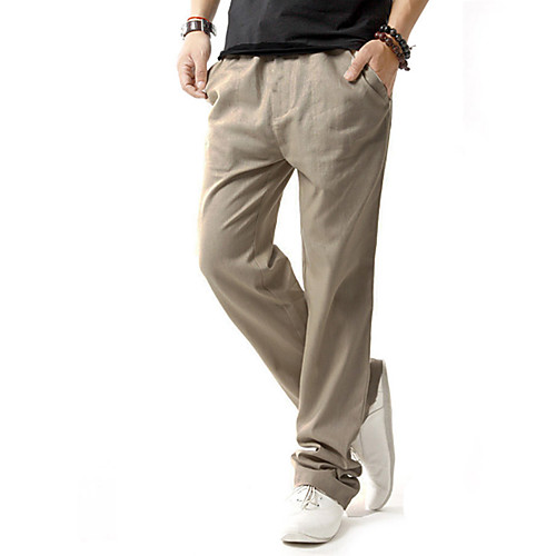 

Men's Basic Plus Size Daily Chinos / Sweatpants Pants - Solid Colored Linen Beige Navy Blue Gray XXXL XXXXL XXXXXL