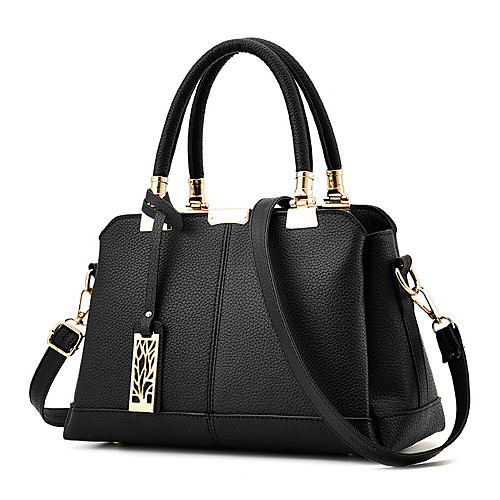 

Women's Polyester / PU Top Handle Bag Solid Color Black / Wine / Purple